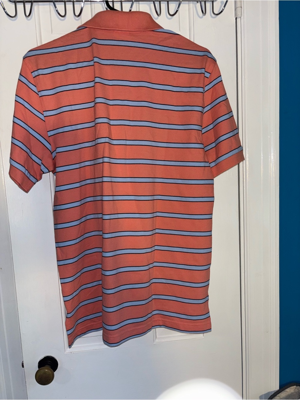 Brooks Brothers Coral Polo with Light Blue and Navy Stripes - Picture 4 of 4